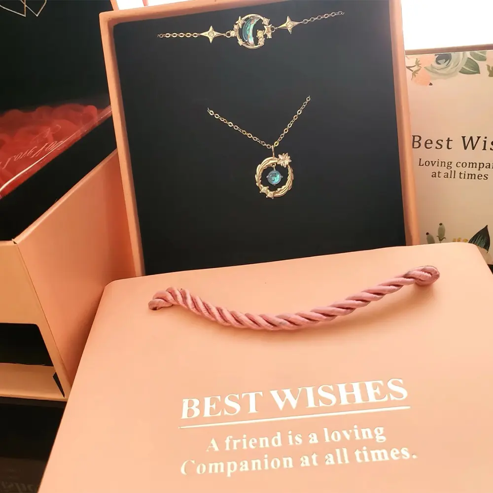 Stars And Moon Shine Together Set, Includes (Necklace, Bracelet)