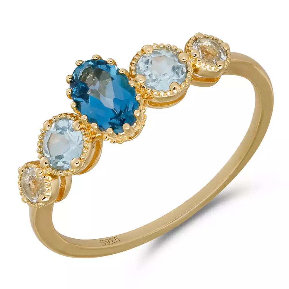 S925 Sterling Silver Topaz Ring Hundred and Fresh