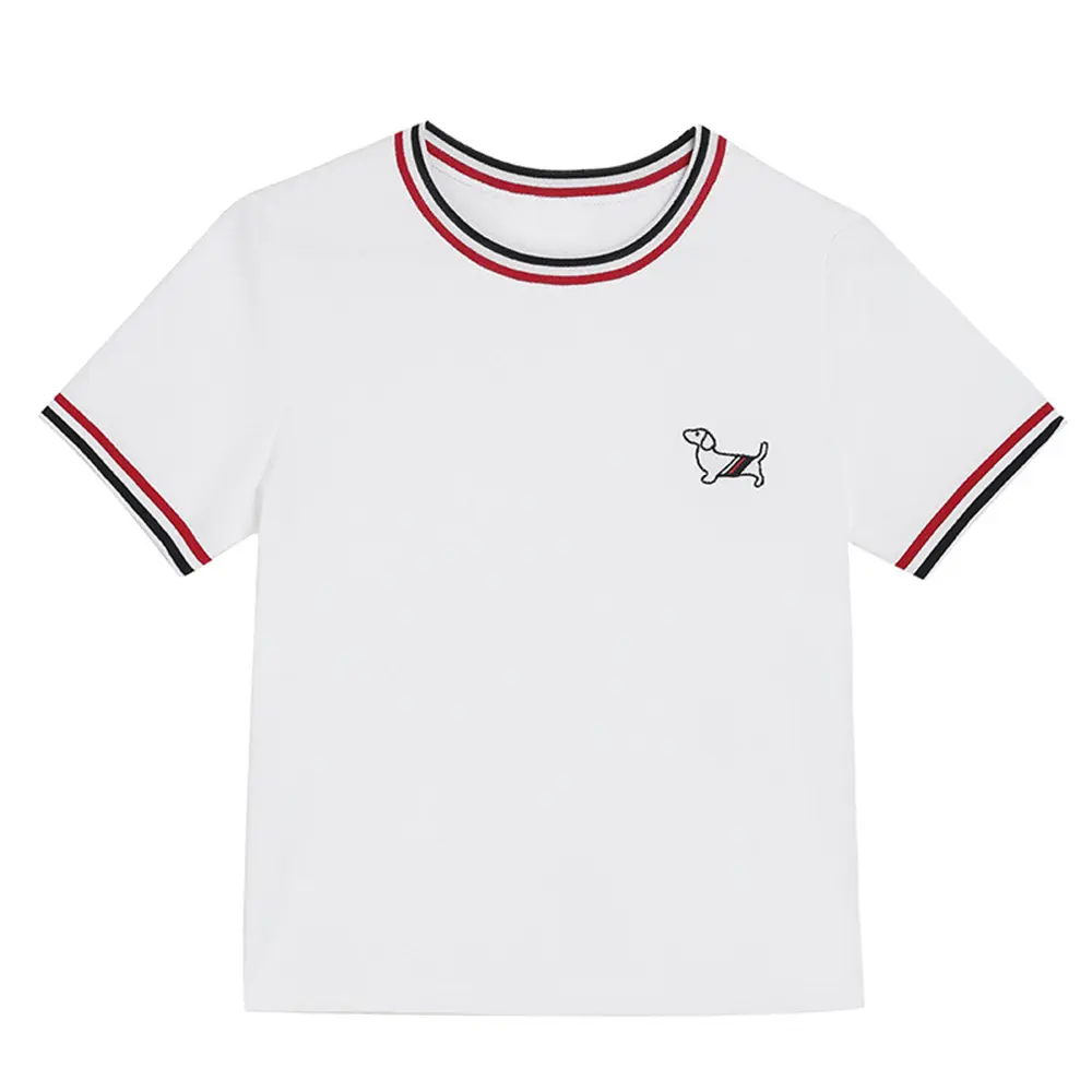 Summer new ice silk short-sleeved tops embroidered women's T-shirts