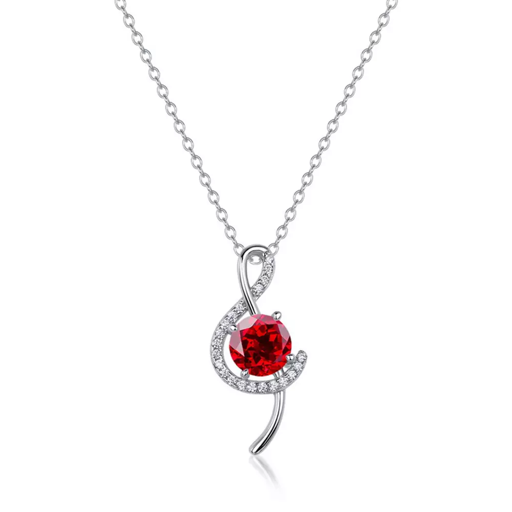 S925 silver with colored gemstones beautiful notes cultivated ruby necklace