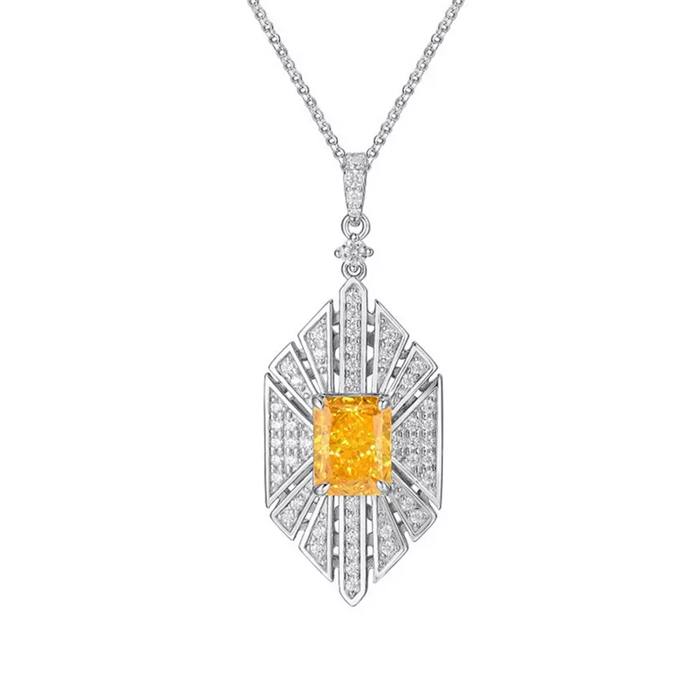 S925 Silver Ice Flower Cut High Carbon Diamond Pendant Necklace Set