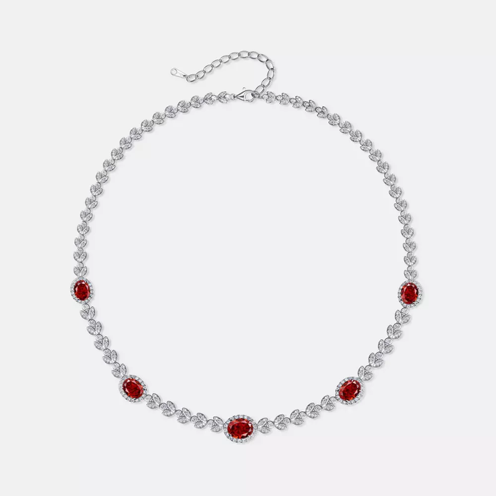 S925 sterling silver cultivated ruby sapphire necklace collarbone chain