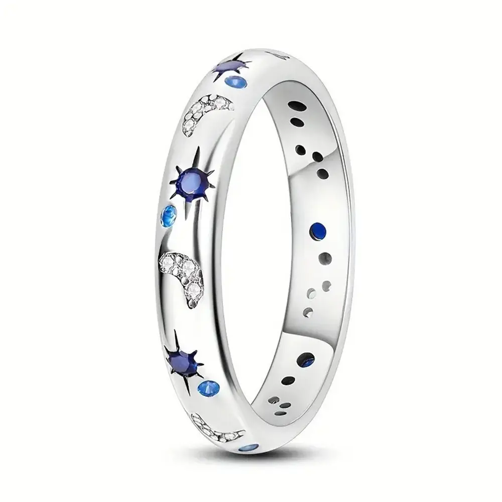 Vintage Thai Silver Moon and Stars Women's Ring