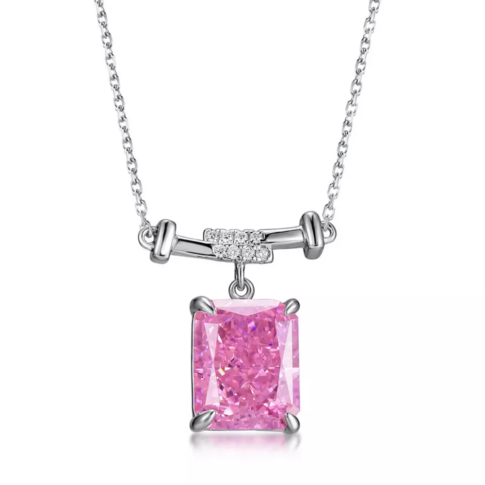 S925 Silver Ice Flower Cut High Carbon Diamond Cube Necklace