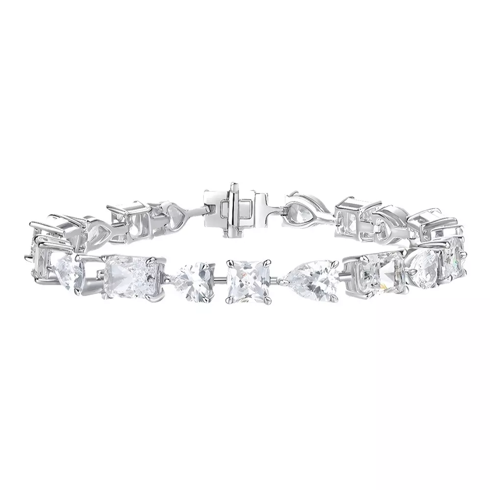 S925 Silver Ice Flower Cut High Carbon Diamond Bracelet Hand Jewelry