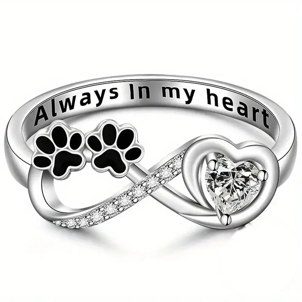 Two-tone diamond and heart-shaped zirconia ring for women