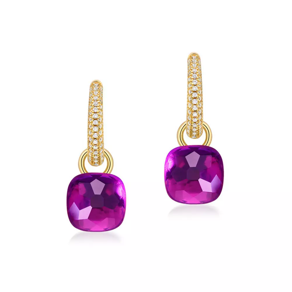 S925 Silver Gold-Plated with Colorful Treasure Candy Earrings