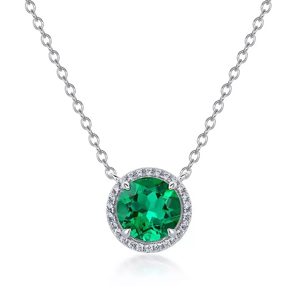 S925 Silver with Cultured Emerald Necklace Cultured Ruby Chain