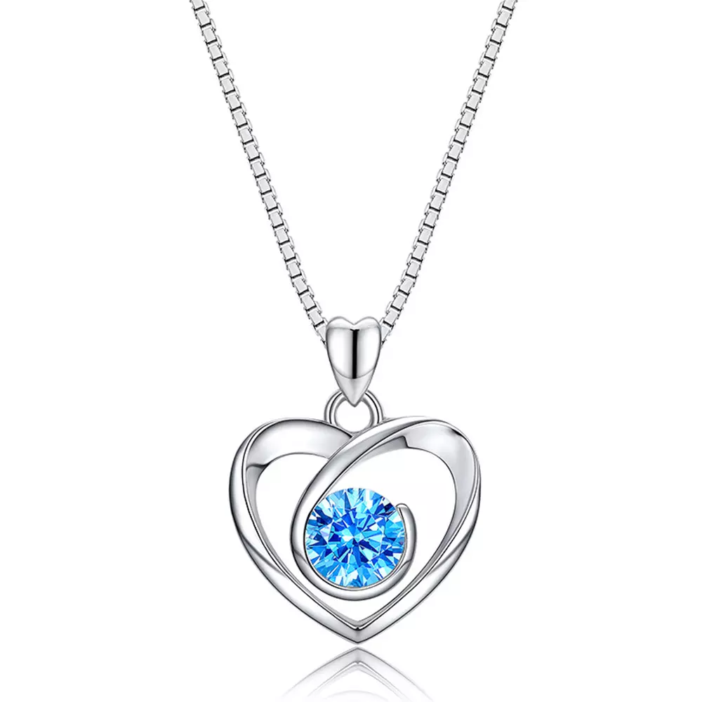 S925 heart shaped sterling silver necklace love pendant chain