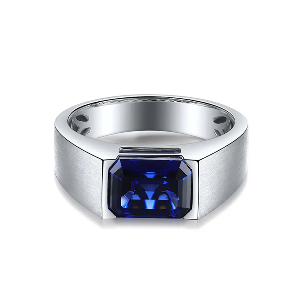 S925 silver with blue colored gemstone men's ring