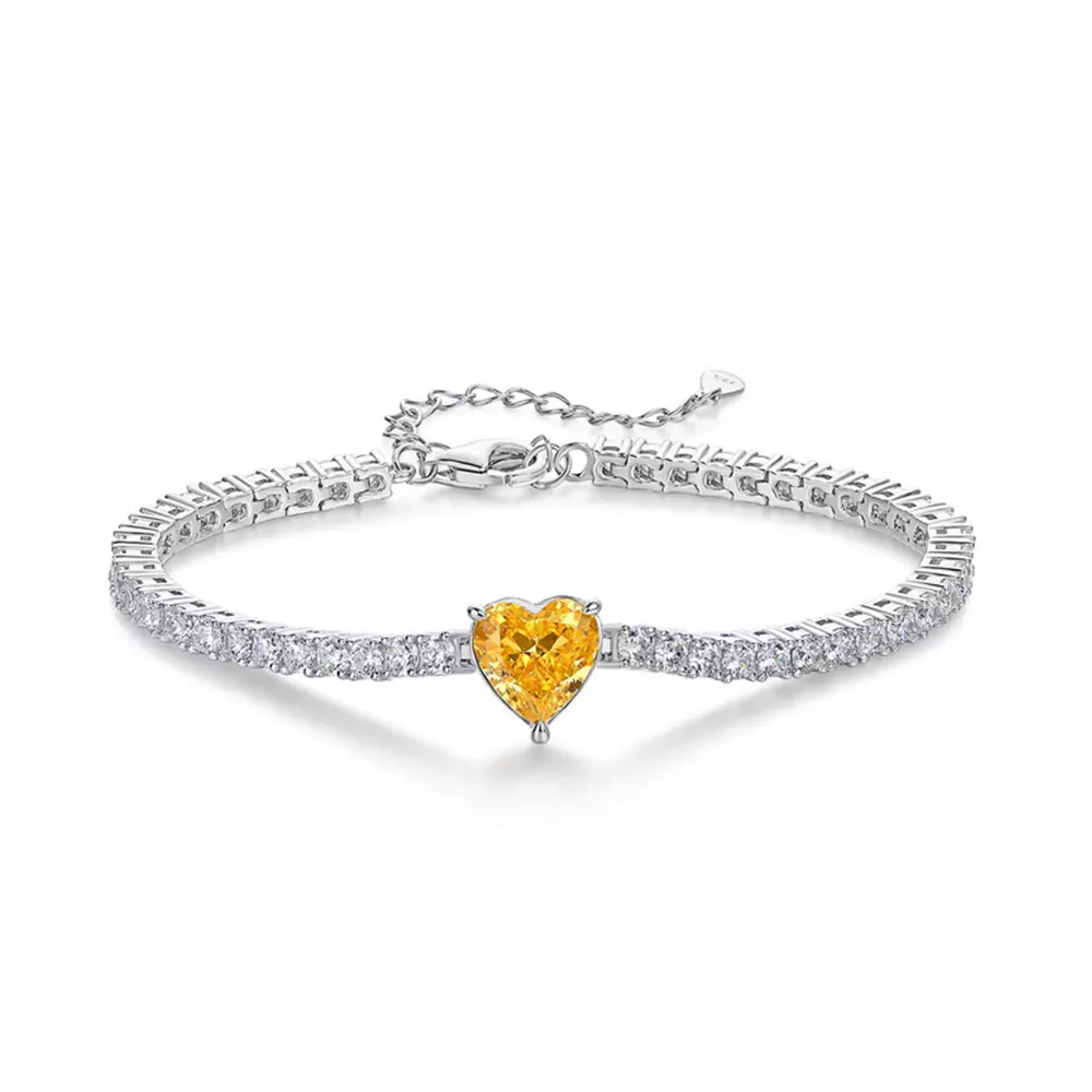 S925 Silver Heart Ice Cut High Carbon Diamond Bracelet