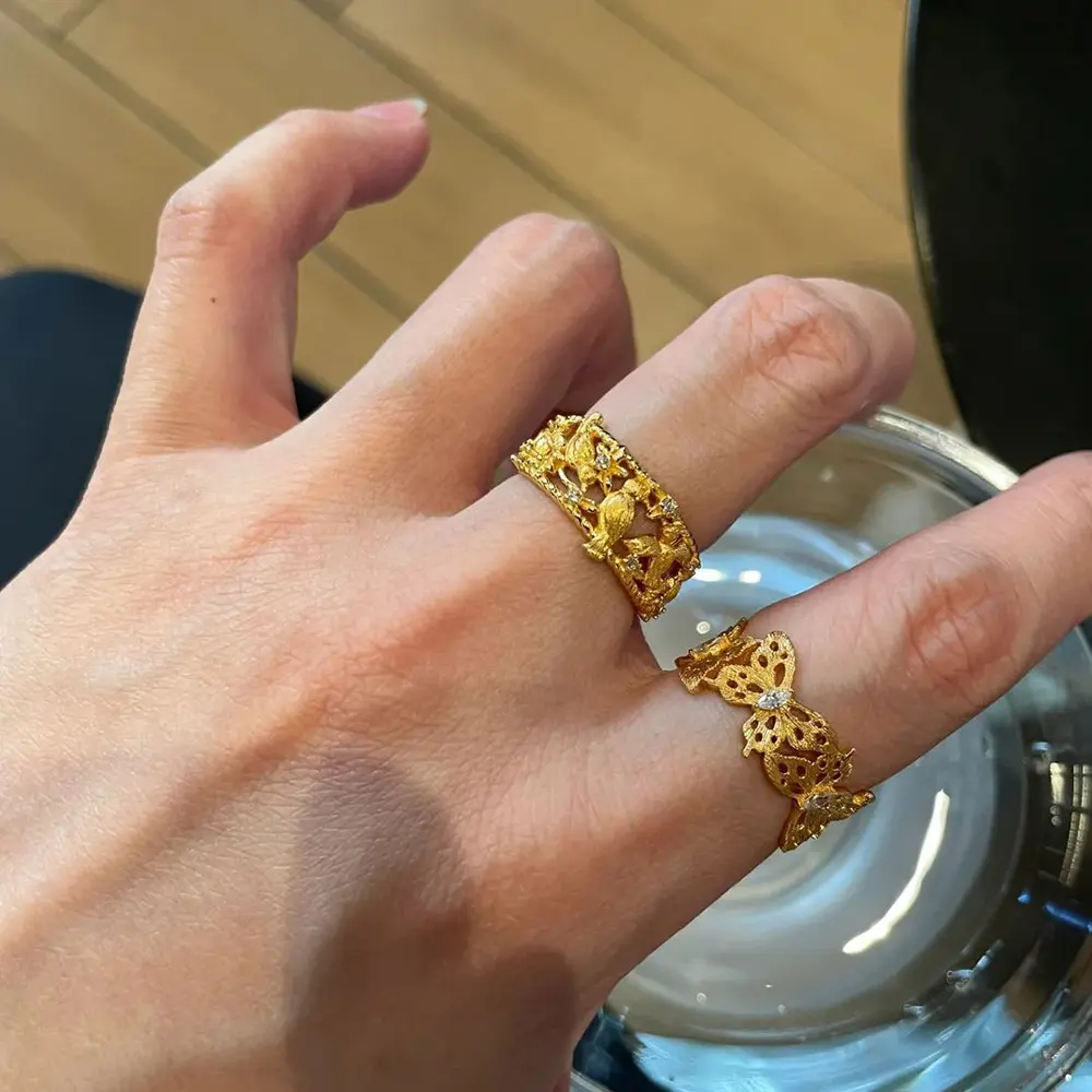 Lace Butterfly Women's Ring with Diamonds