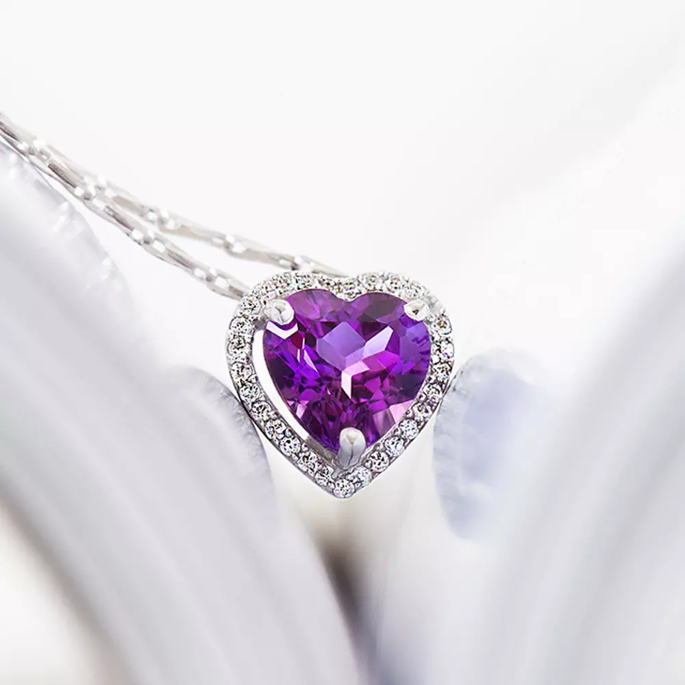 S925 Sterling Silver Amethyst Pendant Necklace