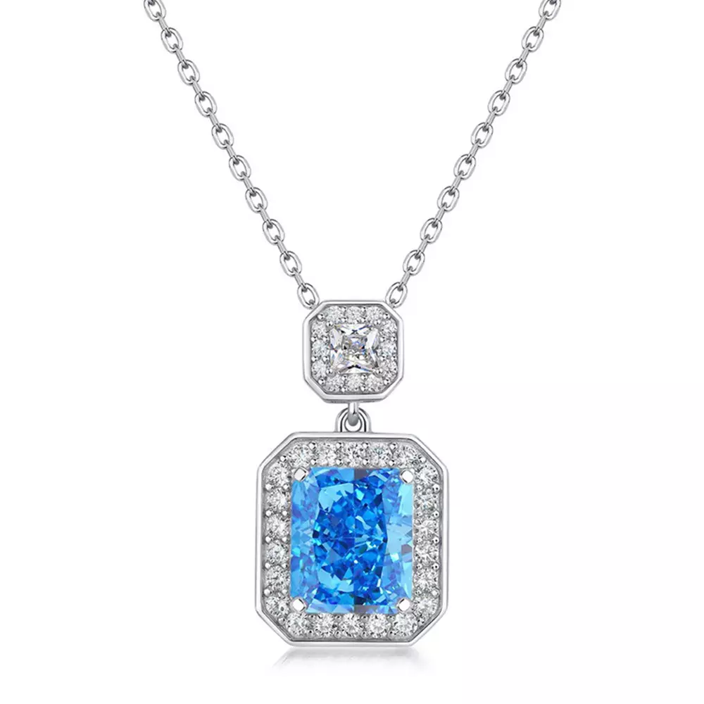 S925 Silver Ice Flower Cut High Carbon Diamond Necklace Pendant