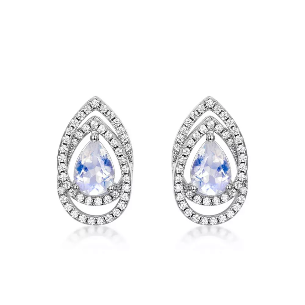 S925 Silver with Colorful Gems Drops Colorful Blue Moonlight Earrings