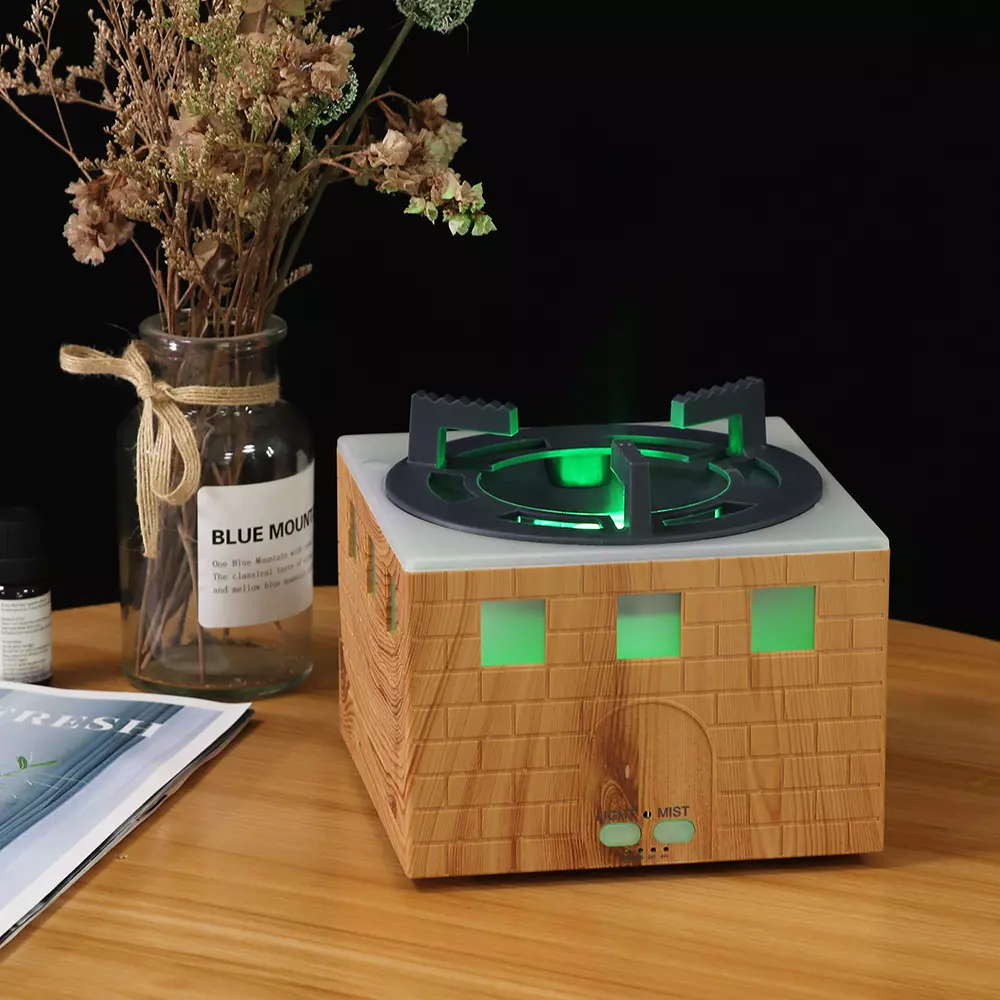 Square Gas Stove Shaped Simulated Flame Atomizing Aromatherapy Humidifier