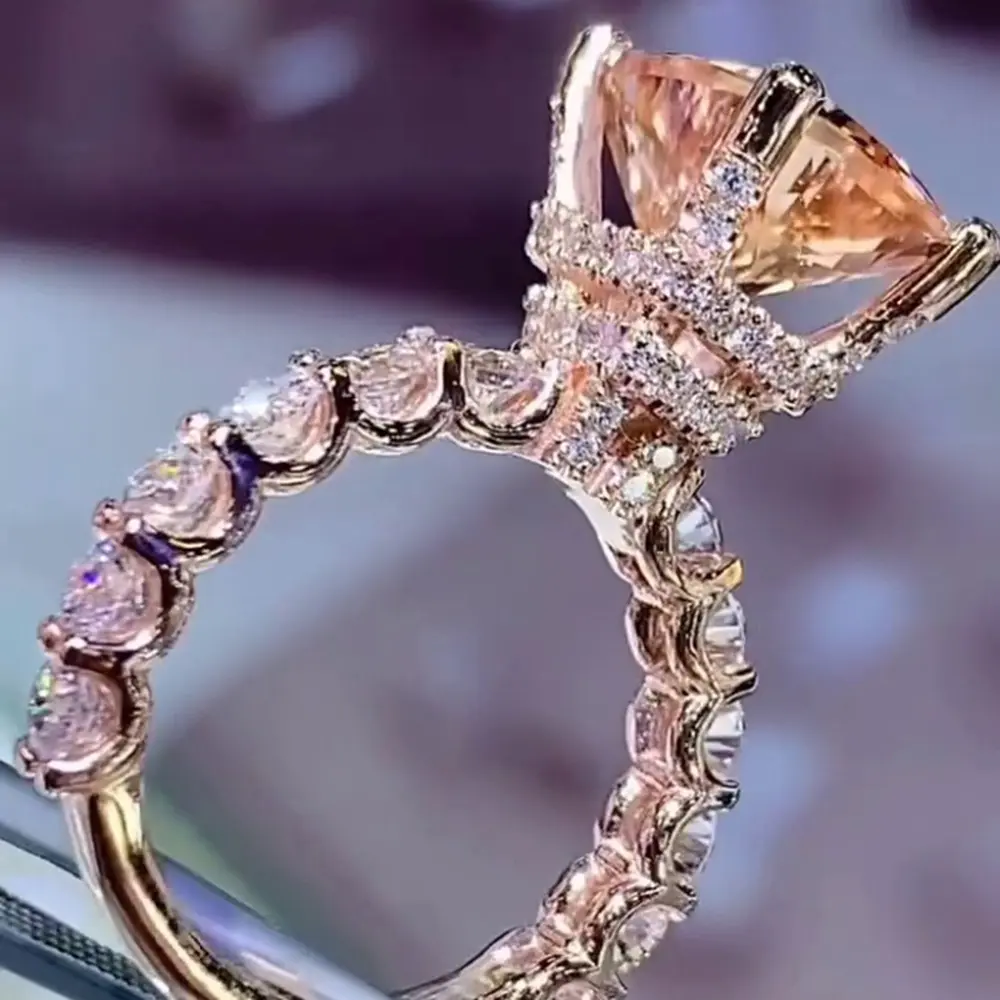 Simulated Moissanite Micropavé Full Diamonds Ring for Women