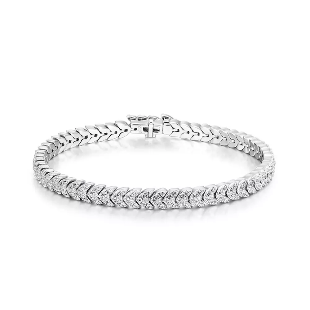 S925 sterling silver with diamonds bracelet hand jewelry