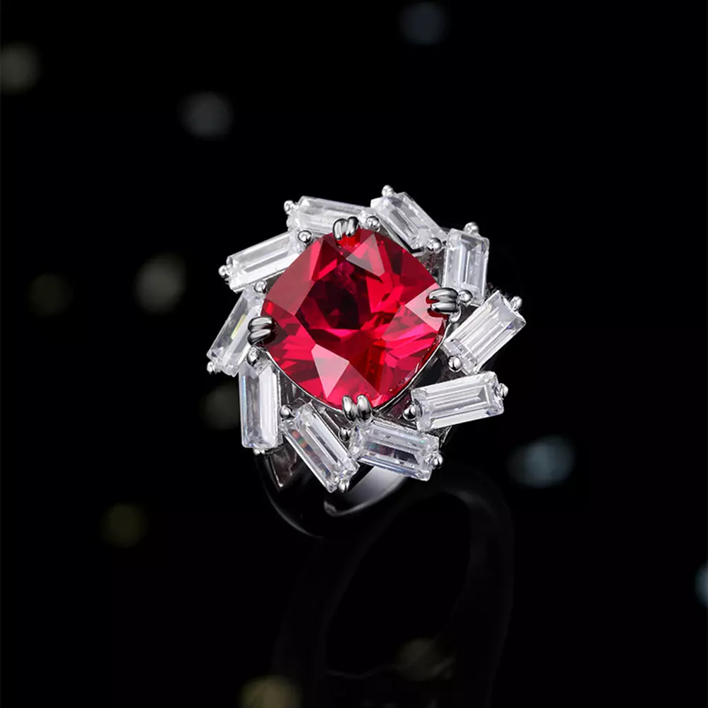 S925 Sterling Silver Ruby Red Corundum Red Sun Ring