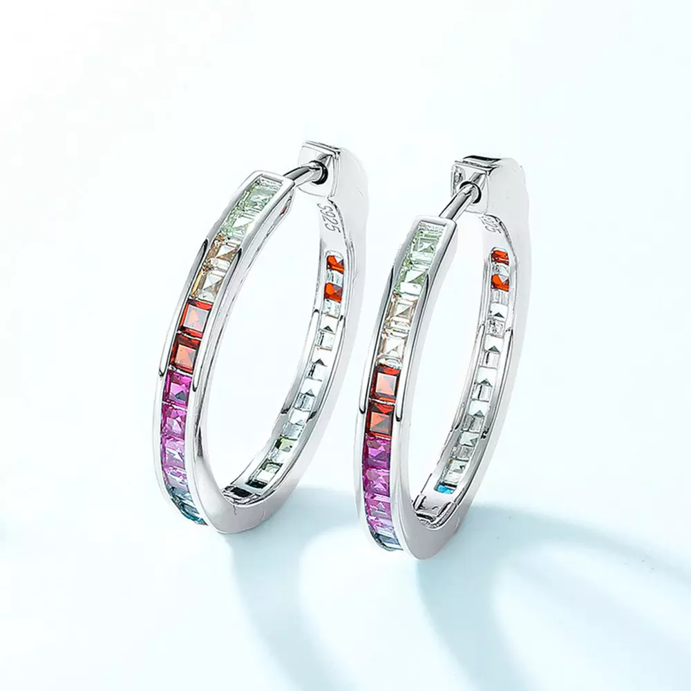 S925 sterling silver with white zirconium color zirconium earrings earrings