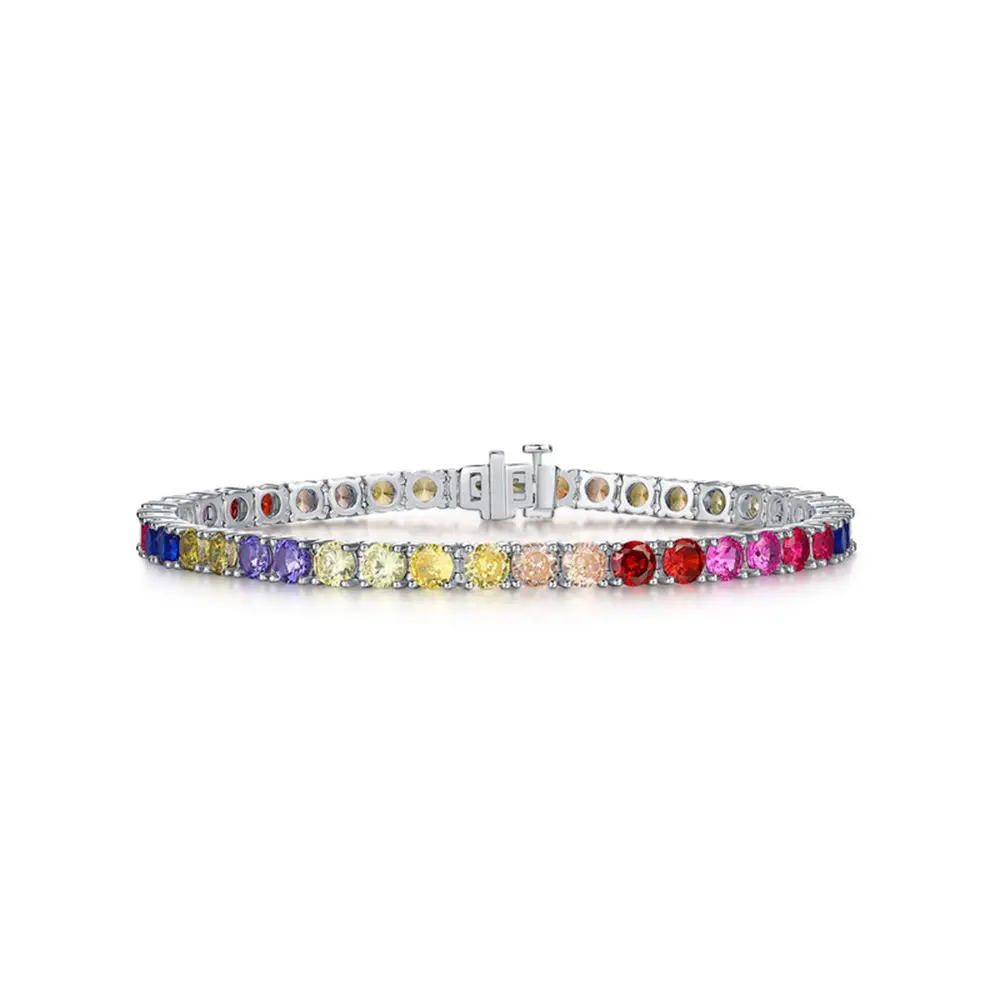 S925 Silver Colorful Zirconia Bracelet Hand Jewelry