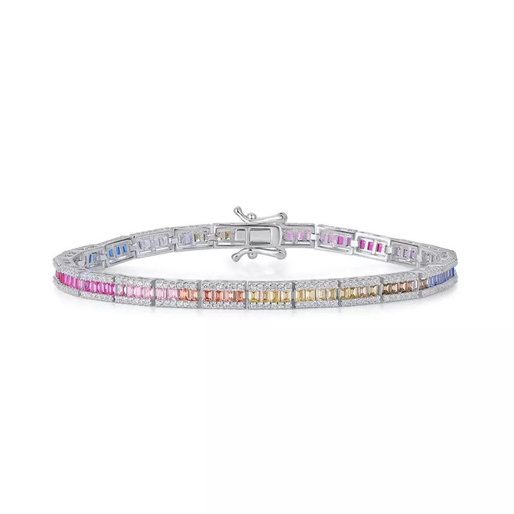 S925 silver with seven colorful zirconia bracelet hand jewelry
