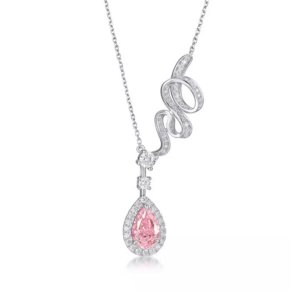 S925 Silver Women's Ice Flower Cut High Carbon Diamond Teardrop Pendant