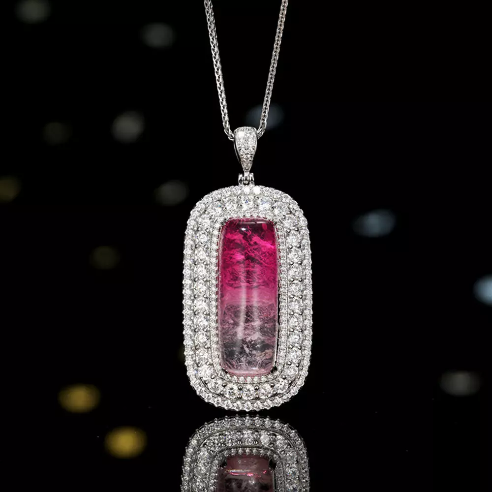 s925 silver jelly watermelon red pendant necklace for women