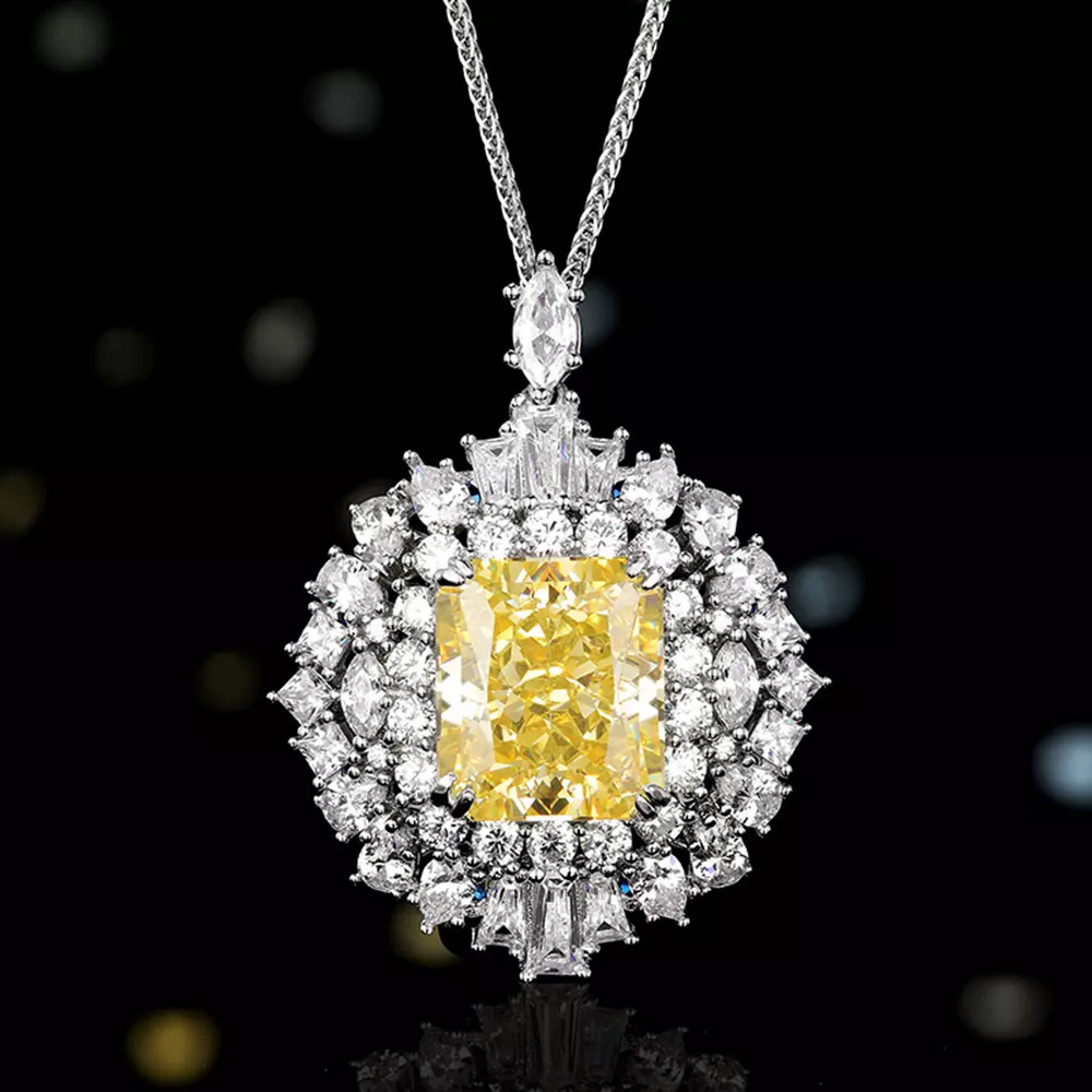 S925 Sterling Silver Sunflower Candy Cube Pendant Lock Bone Necklace