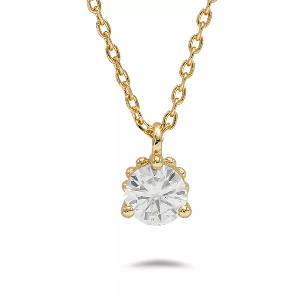Gold-Plated 925 Silver Necklace with Three Prong Moissan Diamonds