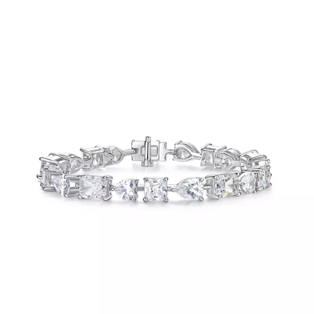 S925 Silver Ice Flower Cut High Carbon Diamond Bracelet Hand Jewelry