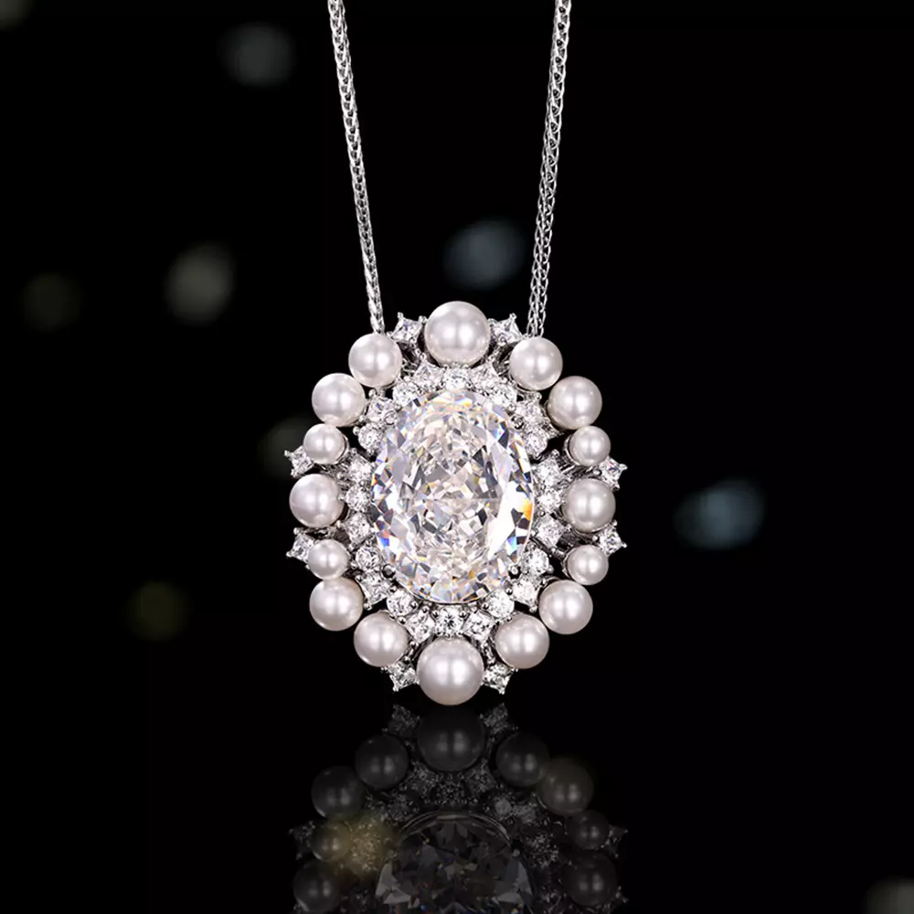 S925 Silver Inlaid Pearl Necklace Pendant Hundred Niche Women's Jewelry