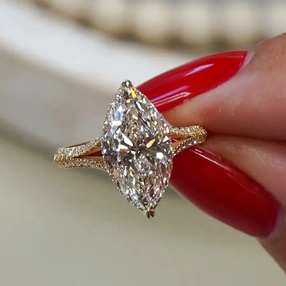Pear Shaped Zirconia Ring with Diamond Drops