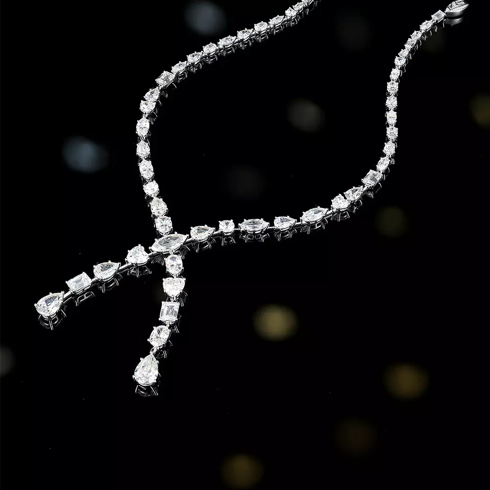 S925 Sterling Silver Full Diamond Shaped Necklace
