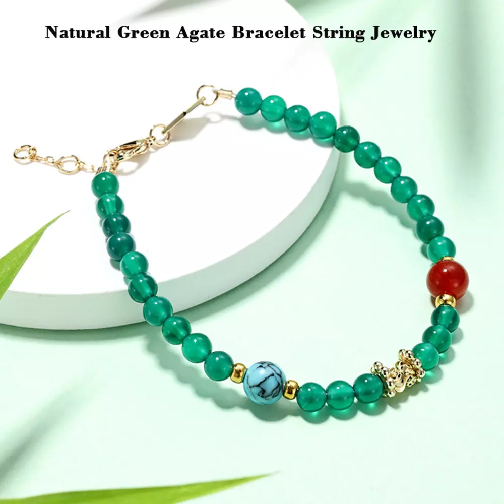 New Chinese Natural Green Agate Bracelet Strings Jewelry