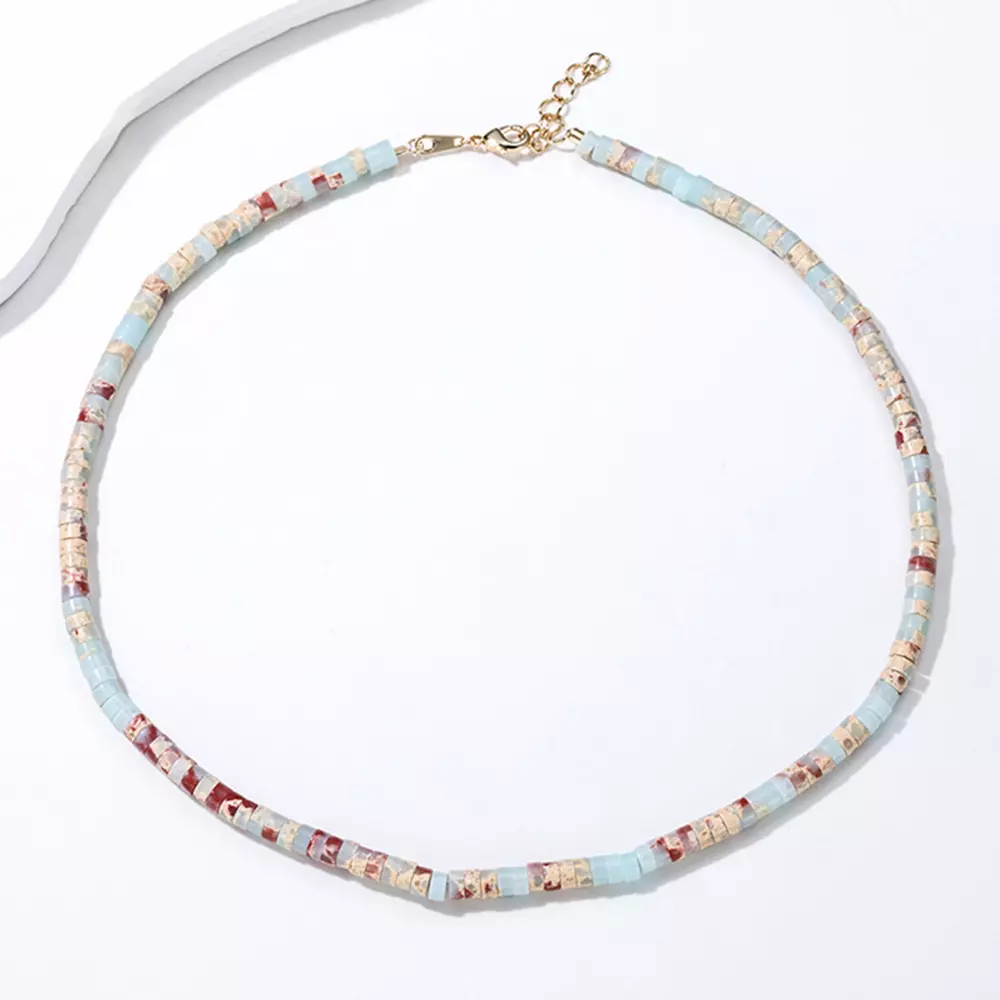 Simple Design Natural Snake Chip Stone Necklace Chain Jewelry