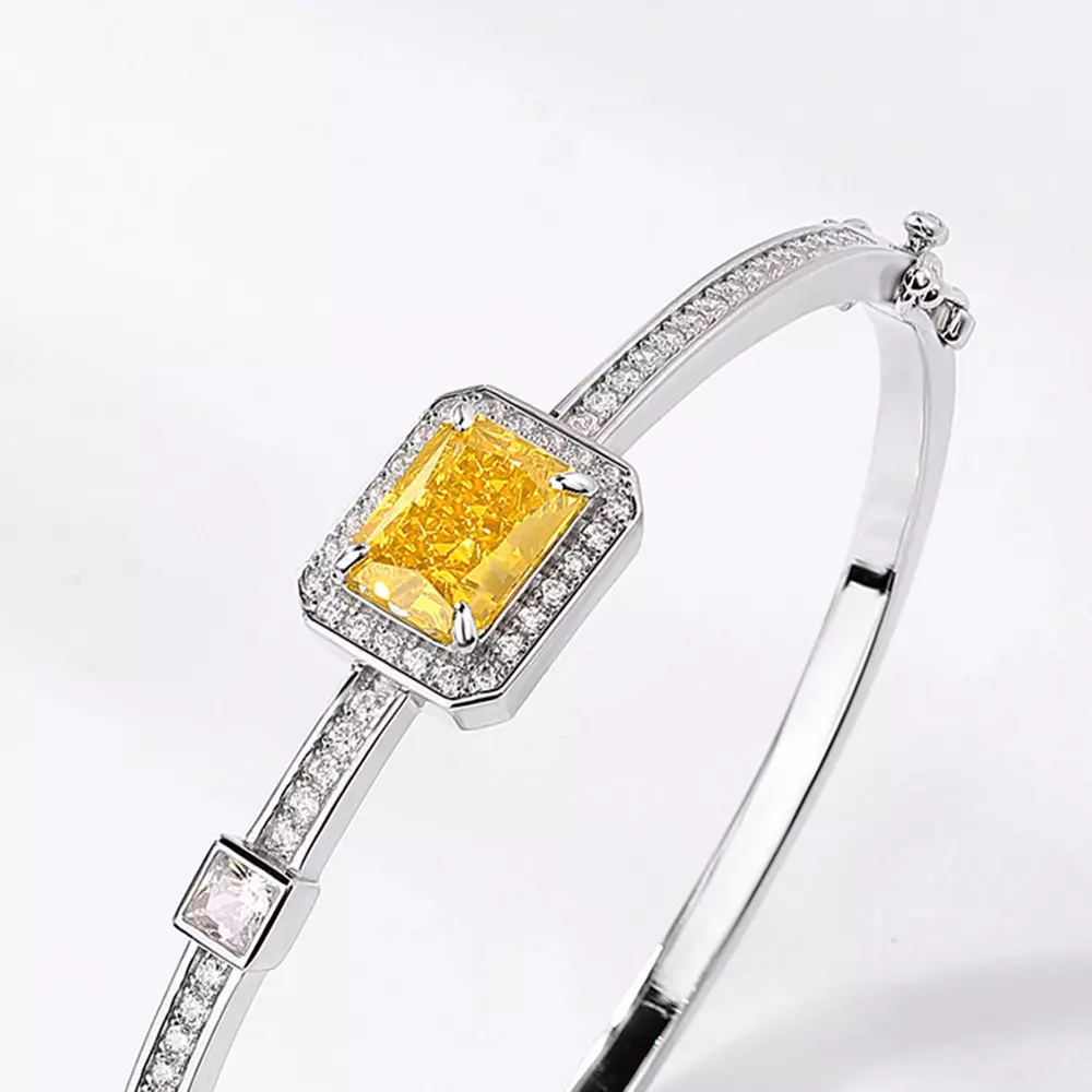 S925 sterling silver bracelet with ice flower cut high carbon diamonds