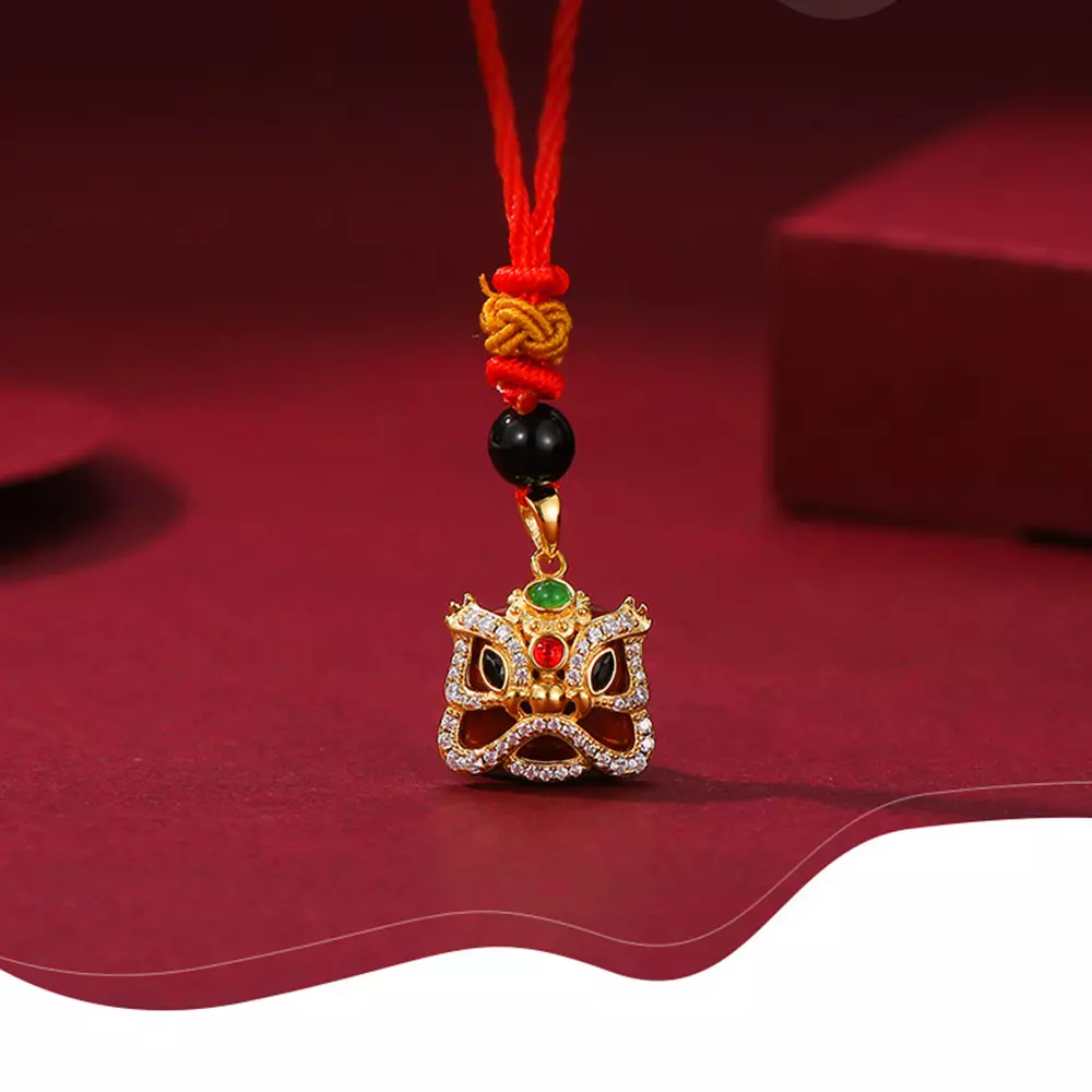 S925 Sterling Silver Onyx Waking Lion Kirin Chain Jewelry