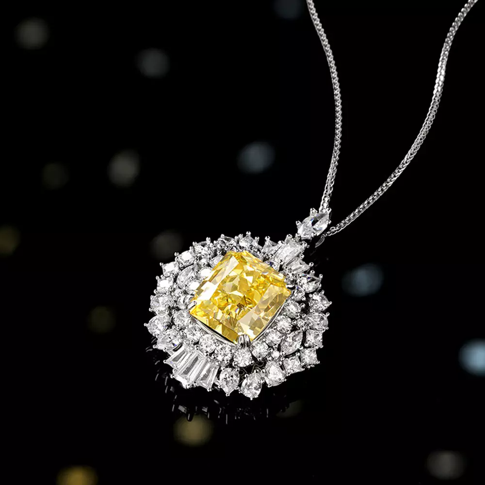 S925 Sterling Silver Sunflower Candy Cube Pendant Lock Bone Necklace