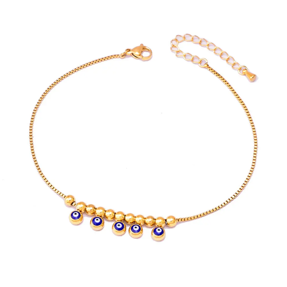 Four-leaf flower clip bead chain double anklets