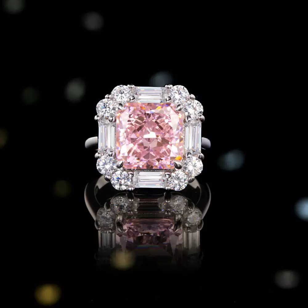 S925 Sterling Silver Ice Flower Cut Fashion Square Ring