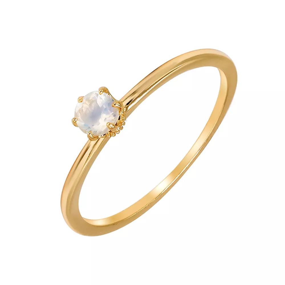 Dunlap Natural Blue Moonstone Solitaire Sterling Silver and Gold Plated Ring