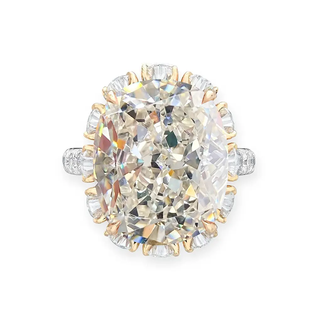 Synthetic Pigeon Egg Synthetic Pink Diamond Ice Flower Cut Women's Ring