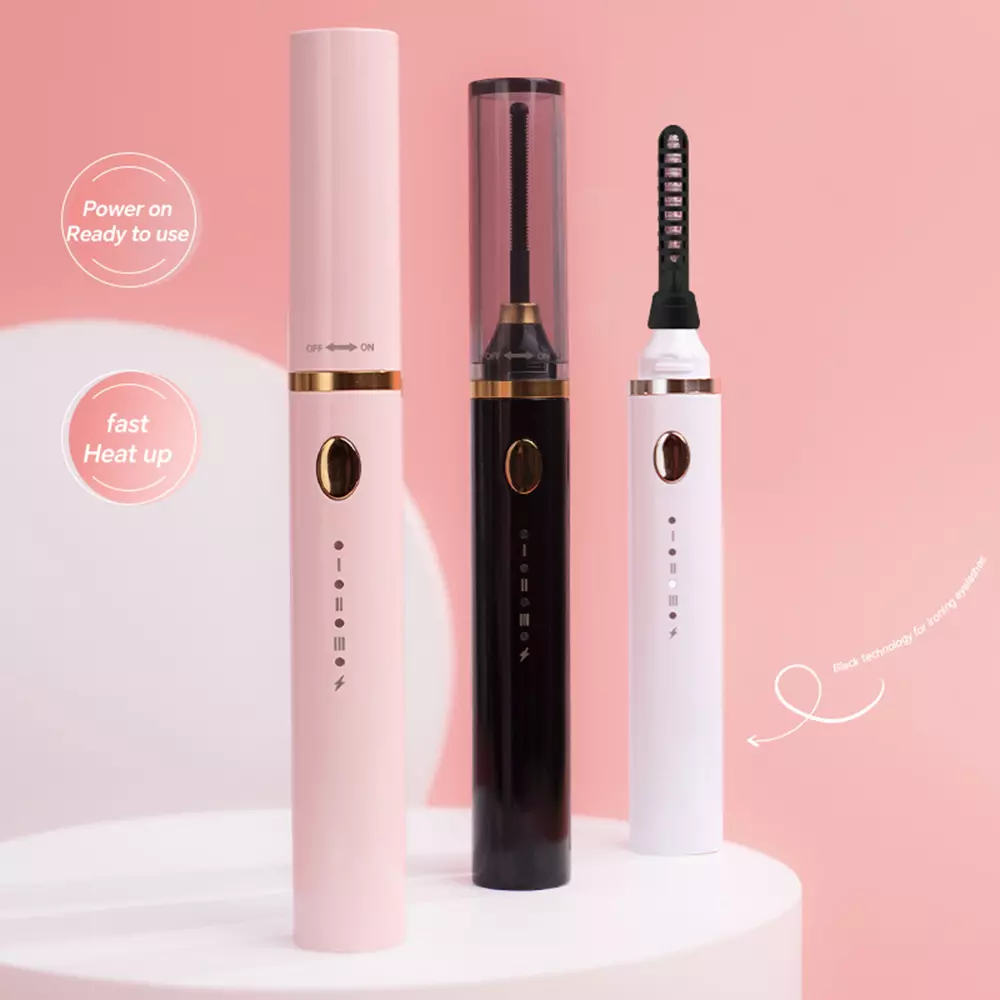 Electric eyelash curler (ready-to-use, automatic temperature memory, 3 types of interchangeable brushes)