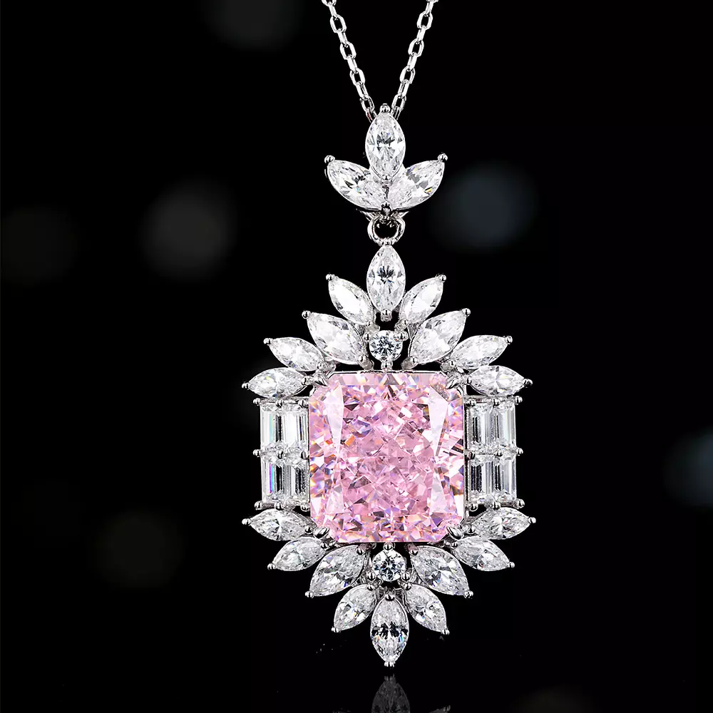 S925 sterling silver vintage ice flower cut necklace collarbone chain
