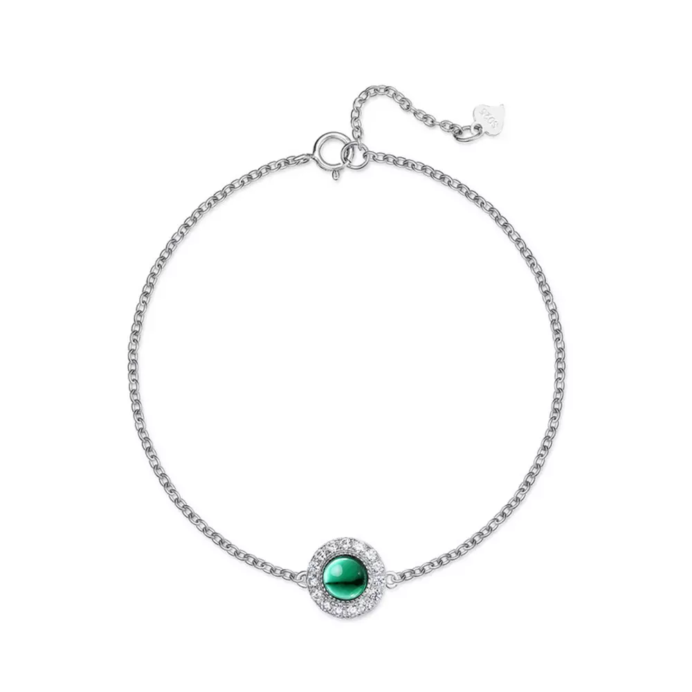 S925 Sterling Silver Cultured Emerald Bracelet