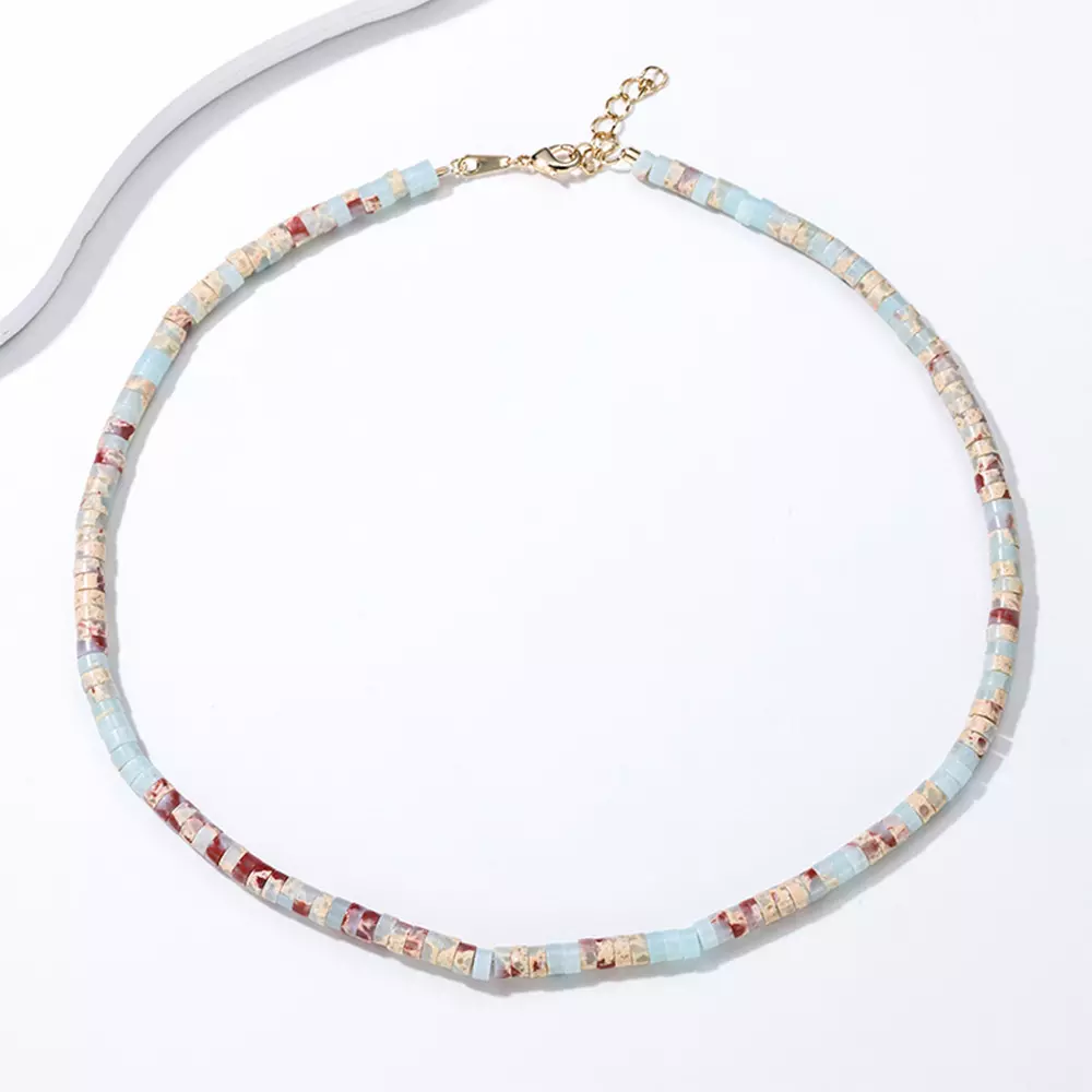 Simple Design Natural Snake Chip Stone Necklace Chain Jewelry