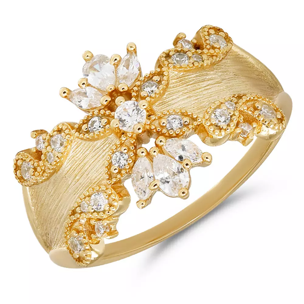 s925 sterling silver gold plated vintage court style light luxury ring