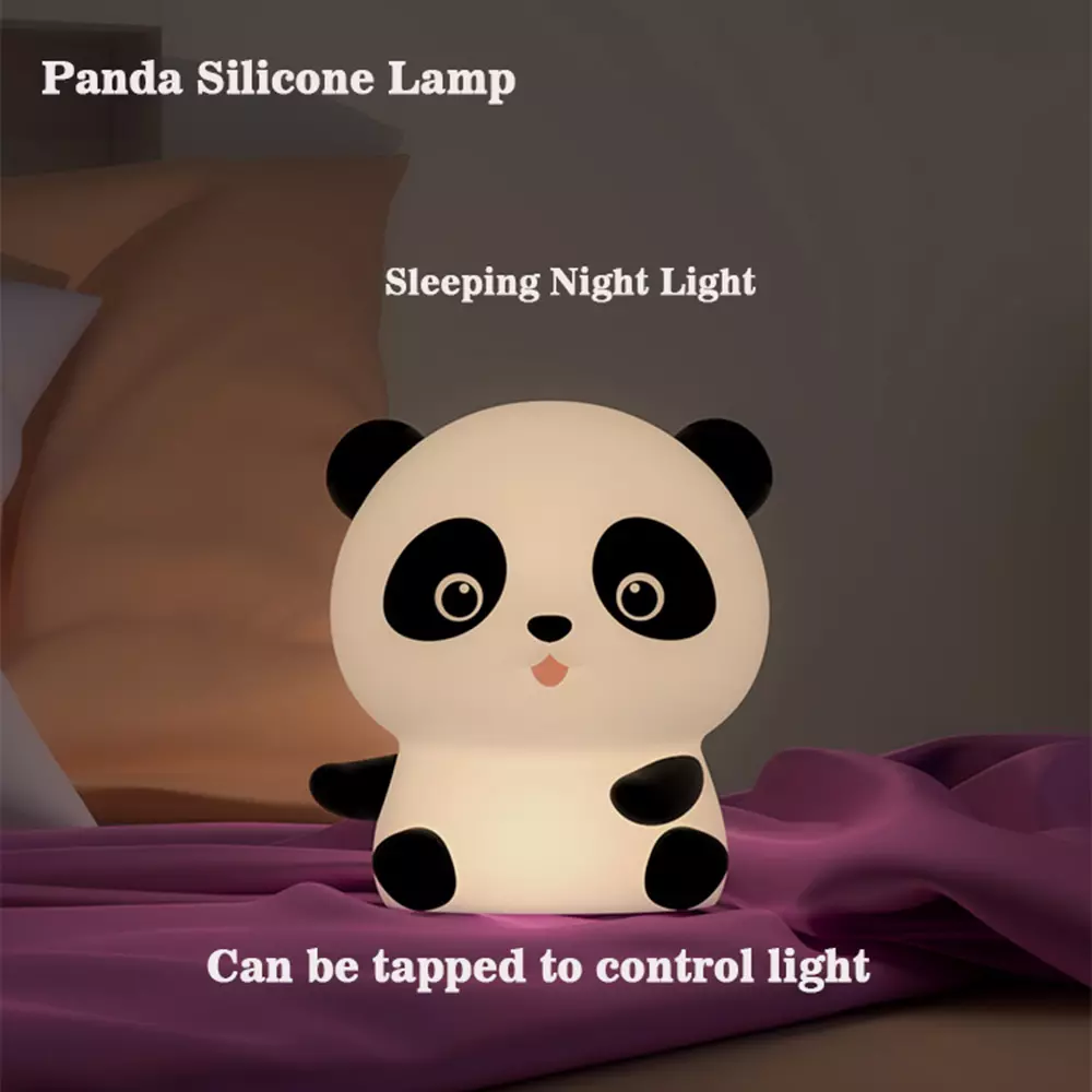 Sleeping with the little panda silicone smart night light