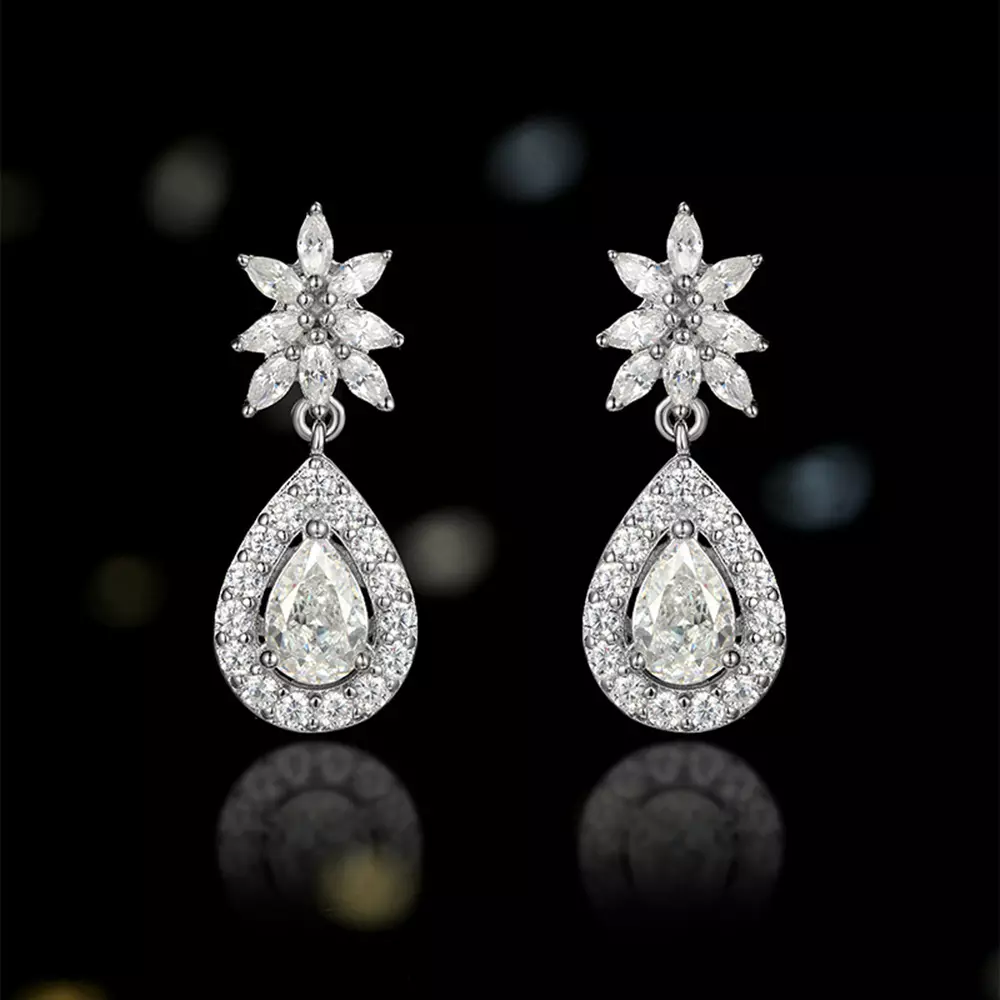 S925 silver niche design match temperament water drop earrings